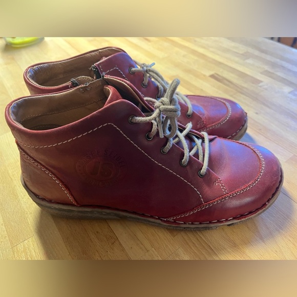 Josef Seibel Red Lace Up Boots 8 EU 39 - Picture 6 of 10